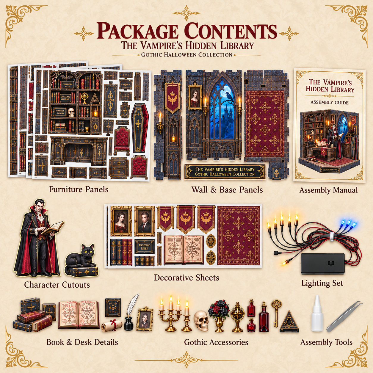 The Vampire’s Hidden Library DIY Wooden Diorama Kit