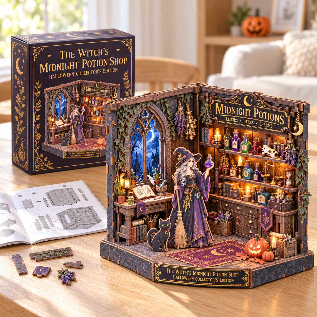The Witch’s Midnight Potion Shop DIY Wooden Diorama Kit