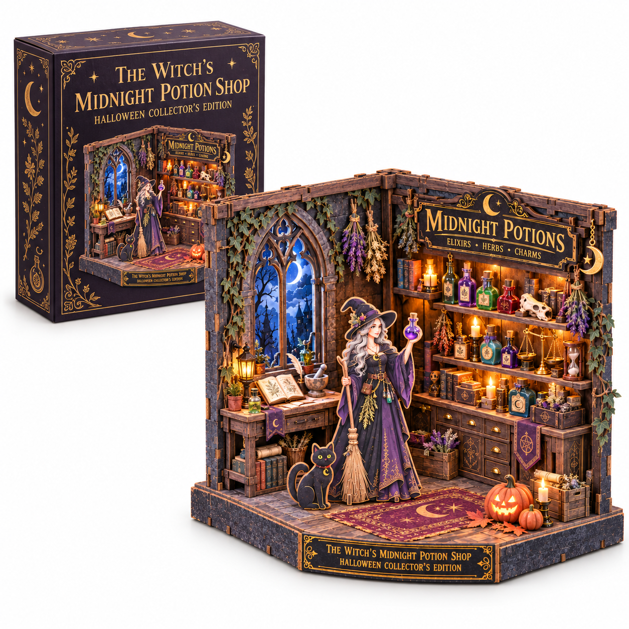 The Witch’s Midnight Potion Shop DIY Wooden Diorama Kit