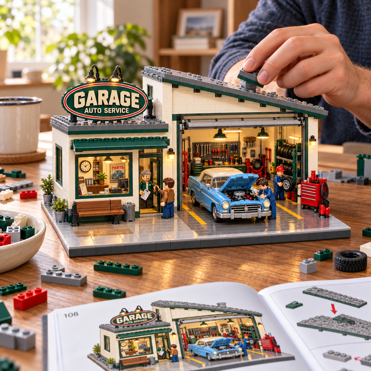 Vintage Auto Service Garage Building Set