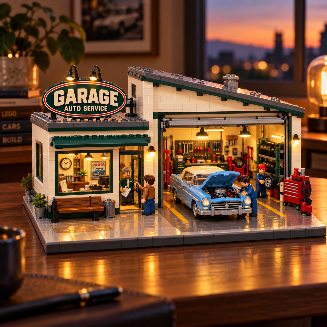 Vintage Auto Service Garage Building Set