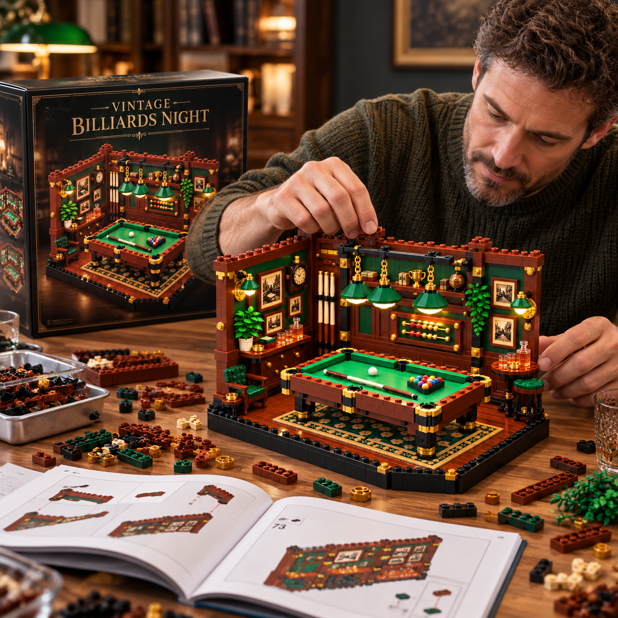Vintage Billiards Night Building Set