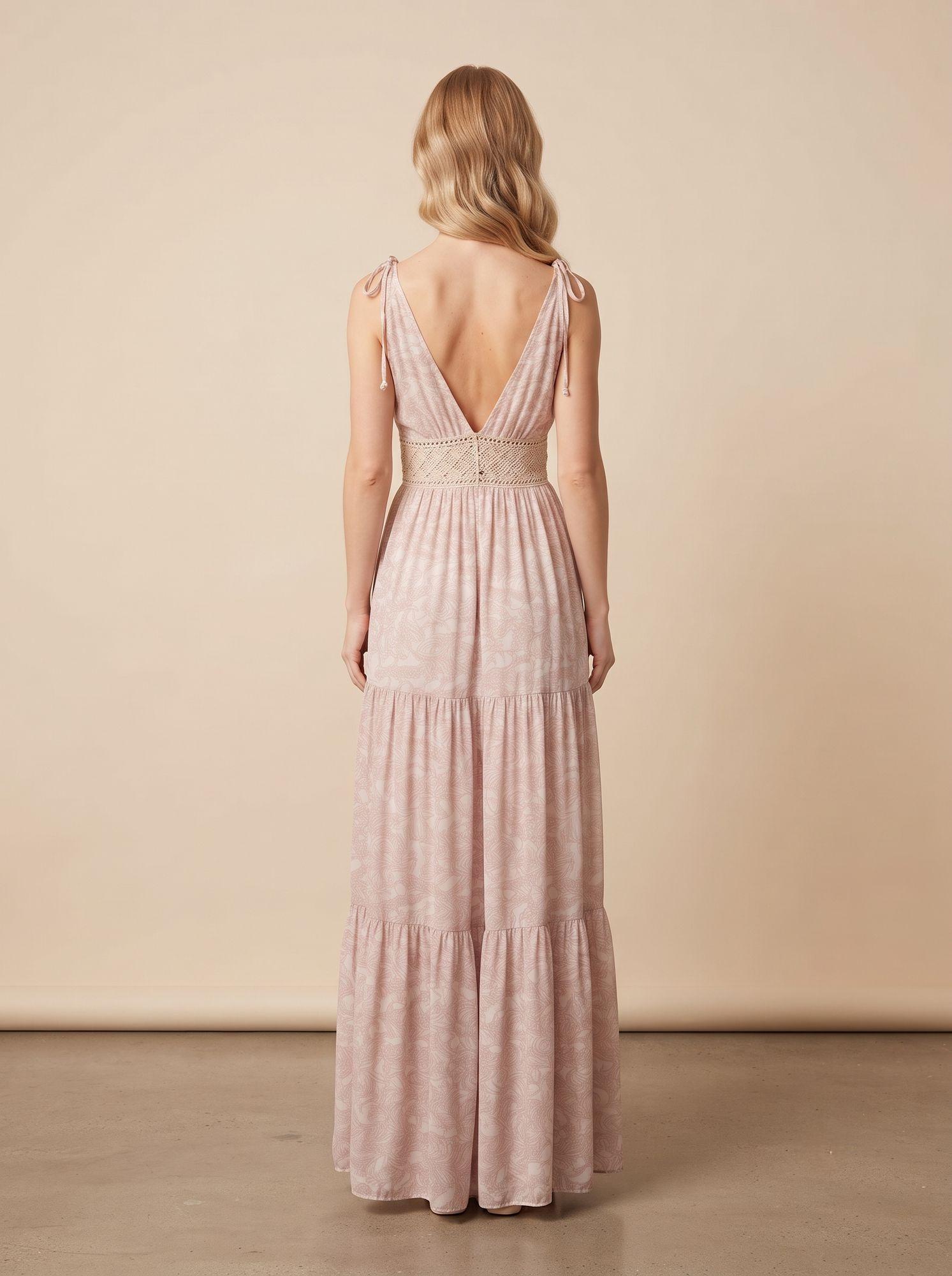 Dreamy Blush Floral Boho Maxi Dress
