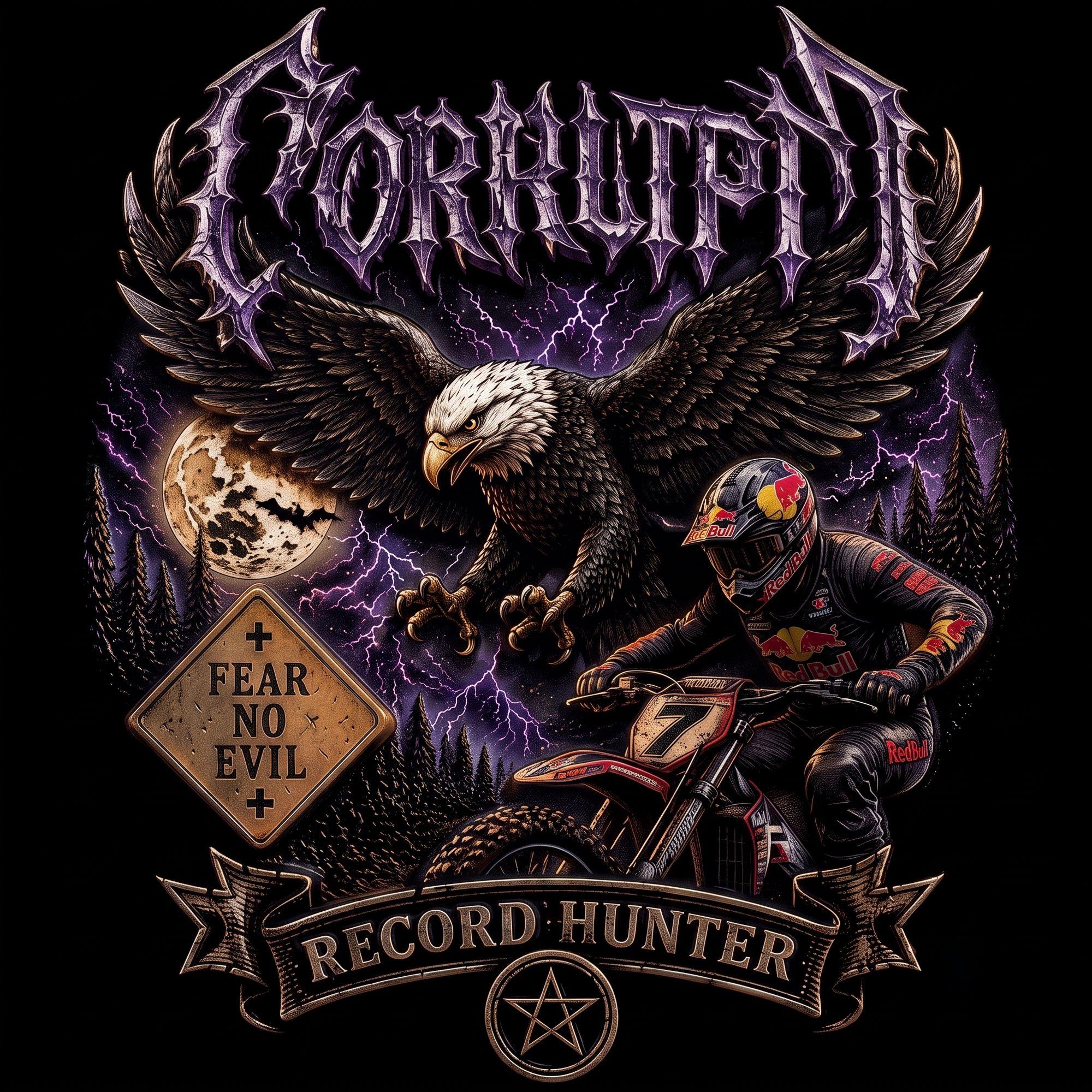 Corrupted Record Hunter Gothic Motocross Graphic Tee