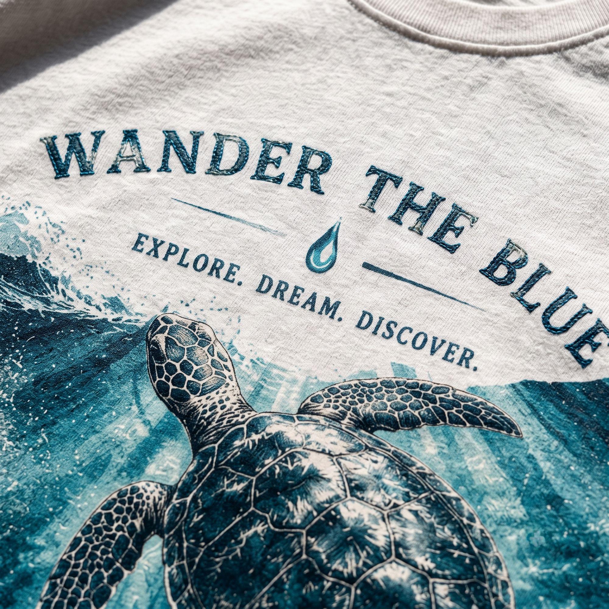 Wander The Blue Sea Turtle Graphic Tee
