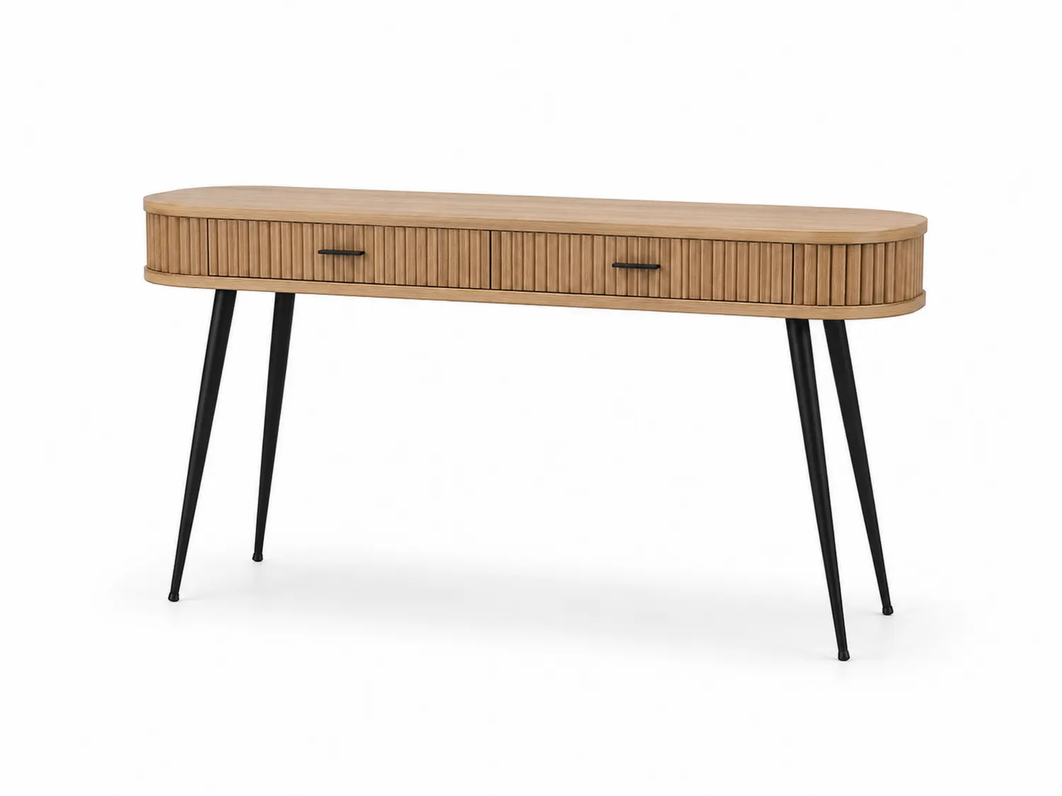 Consolle in legno massello con gambe in metallo nero