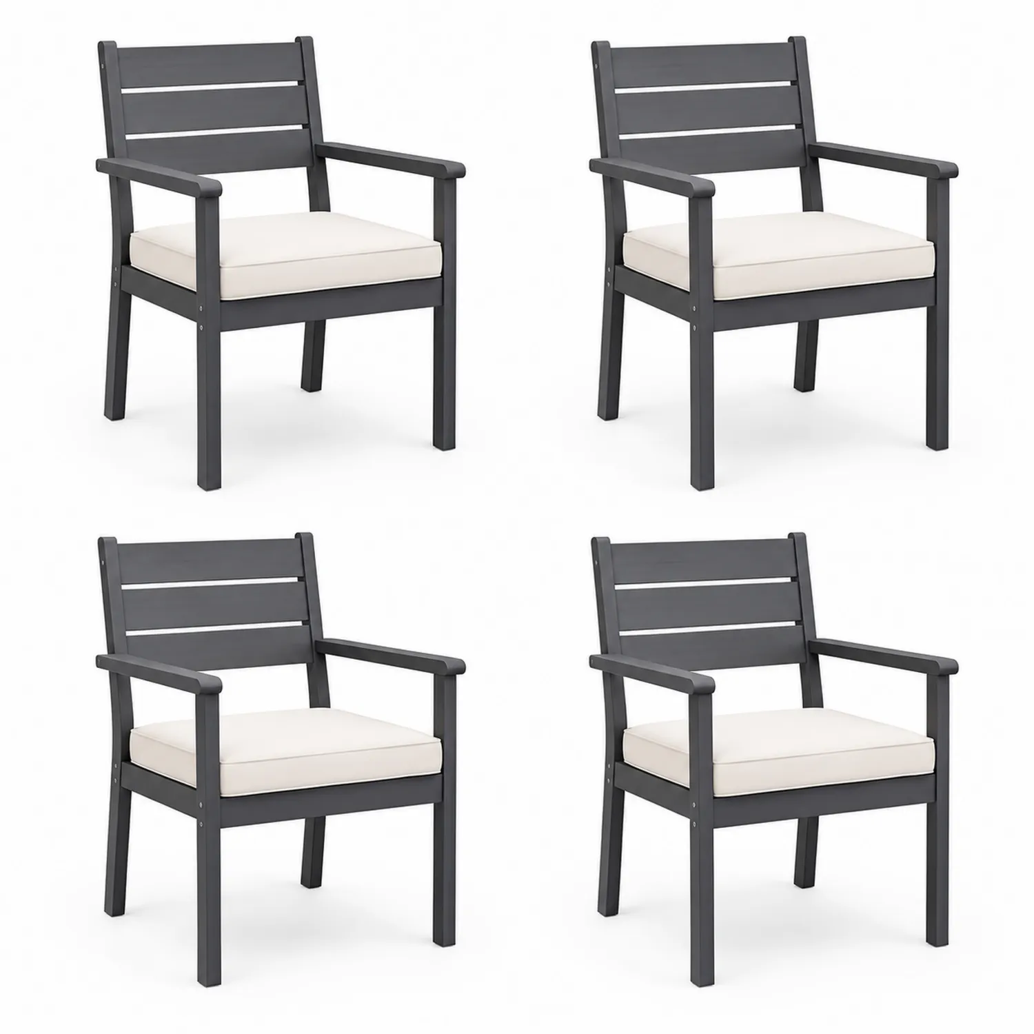 Set di 4 sedie da esterno in alluminio con cuscini in poliestere