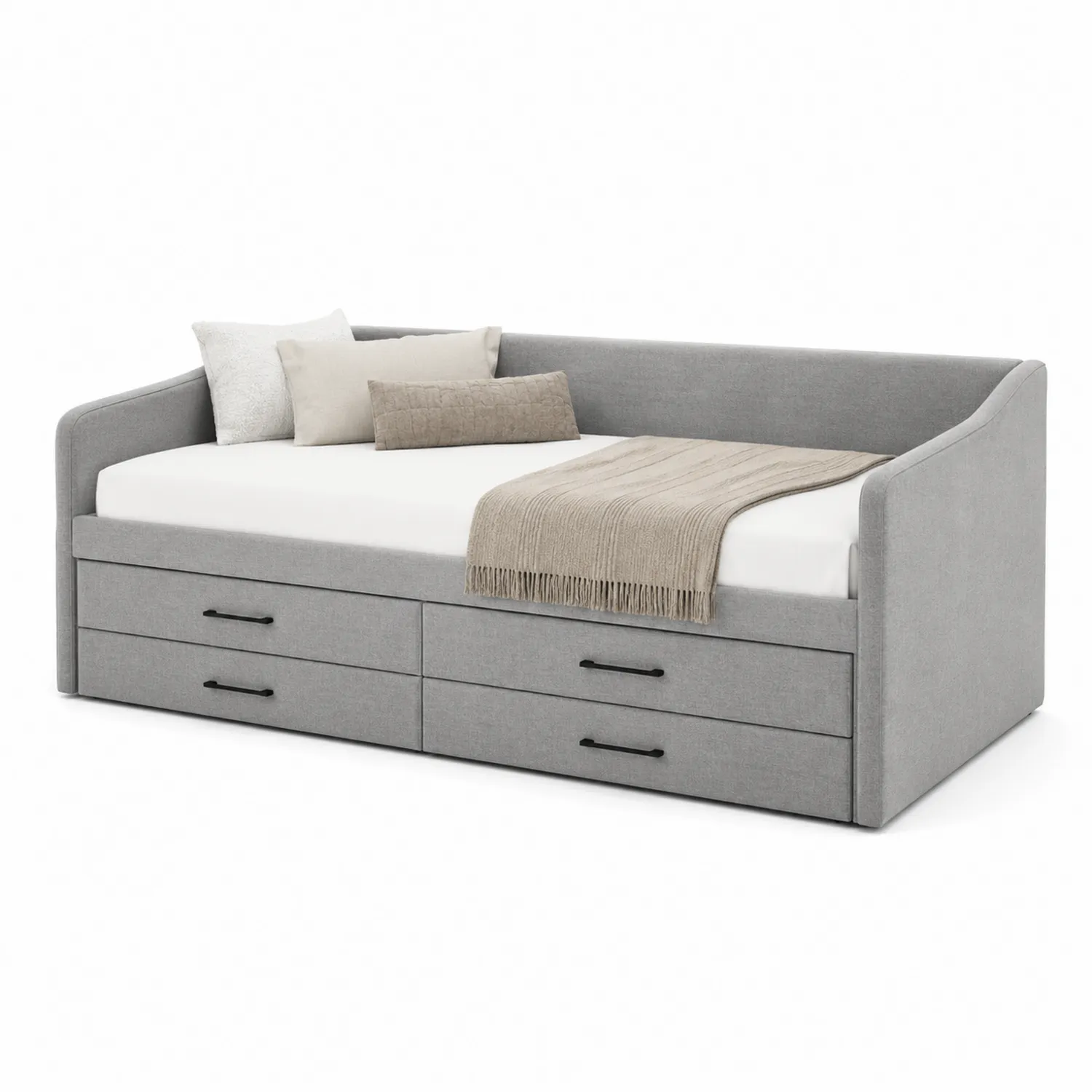Divano Letto con Contenitori in Poliestere Grigio