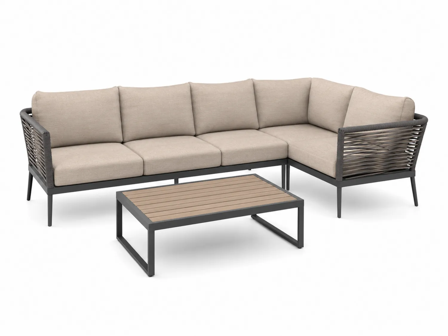 Set Divano Angolare in Alluminio con Tavolino