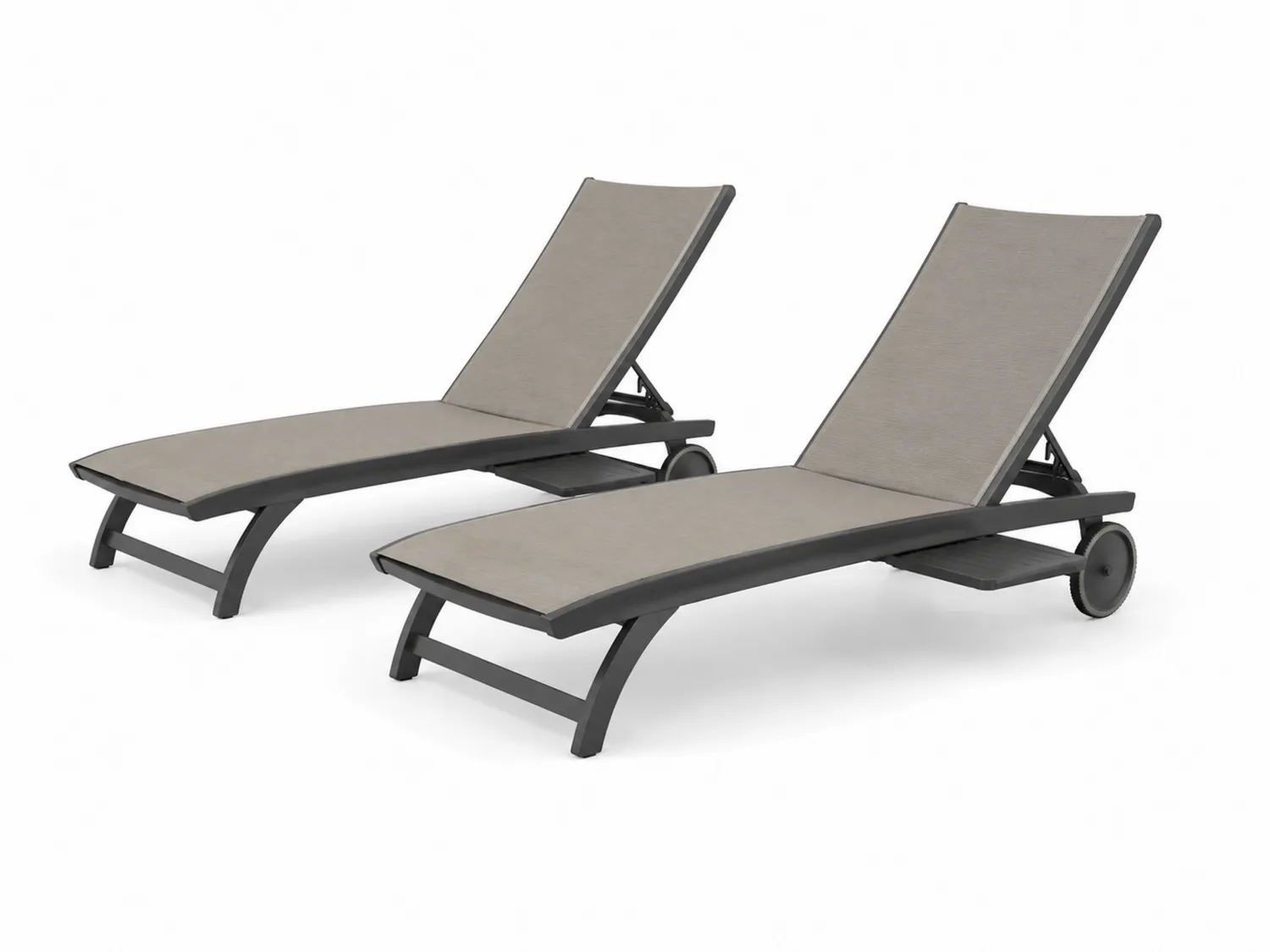 Set di 2 lettini prendisole in alluminio e textilene Grigio