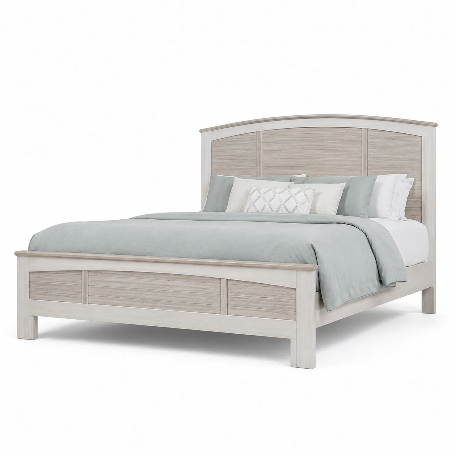 Letto matrimoniale in legno bianco e grigio