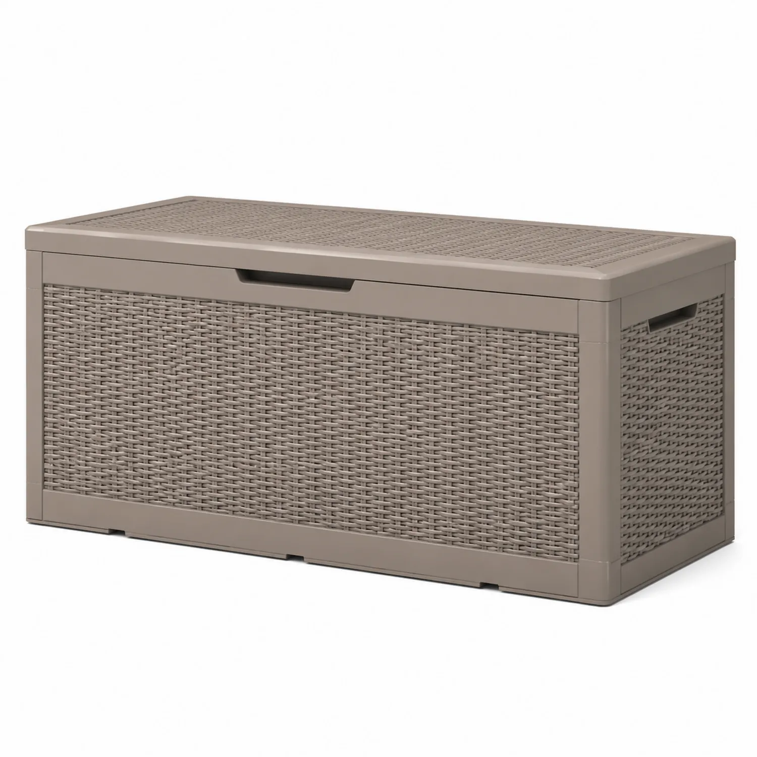 Cassapanca in plastica effetto rattan Marrone 120x55x60 cm