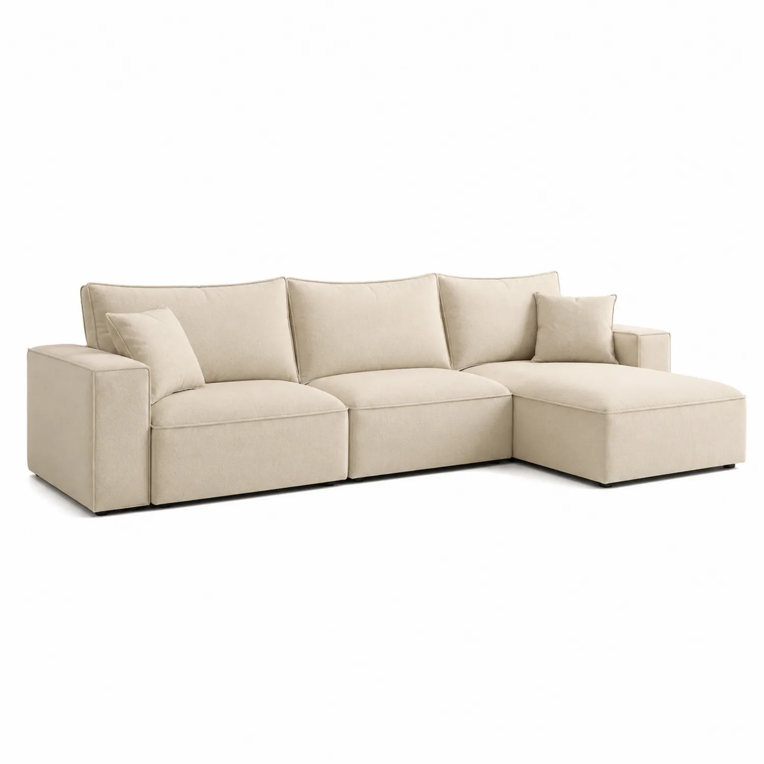 Divano componibile in poliestere Beige con Chaise Longue