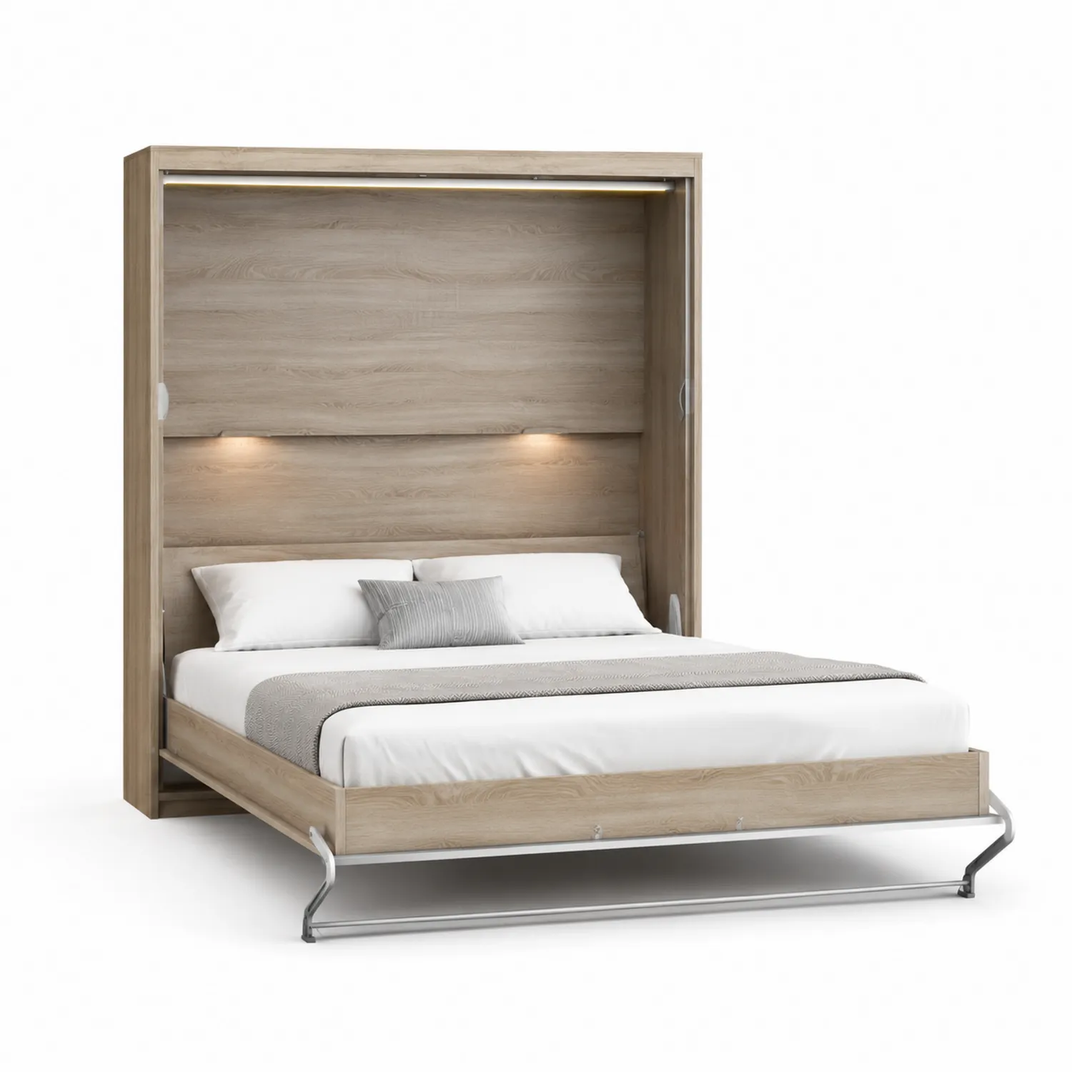 Letto a scomparsa in legno MDF con luci LED