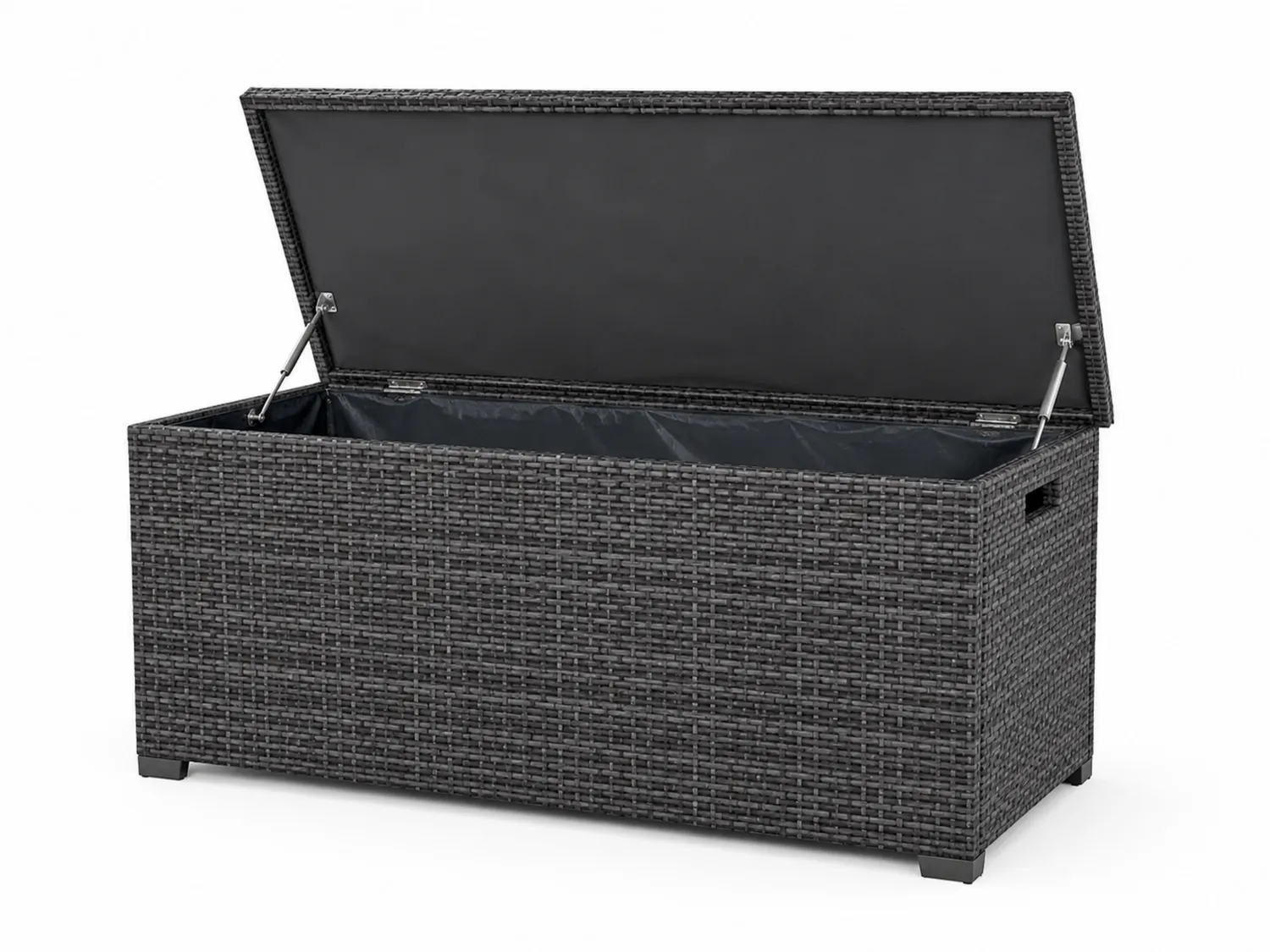 Cassapanca in rattan sintetico con struttura in acciaio, Grigio scuro
