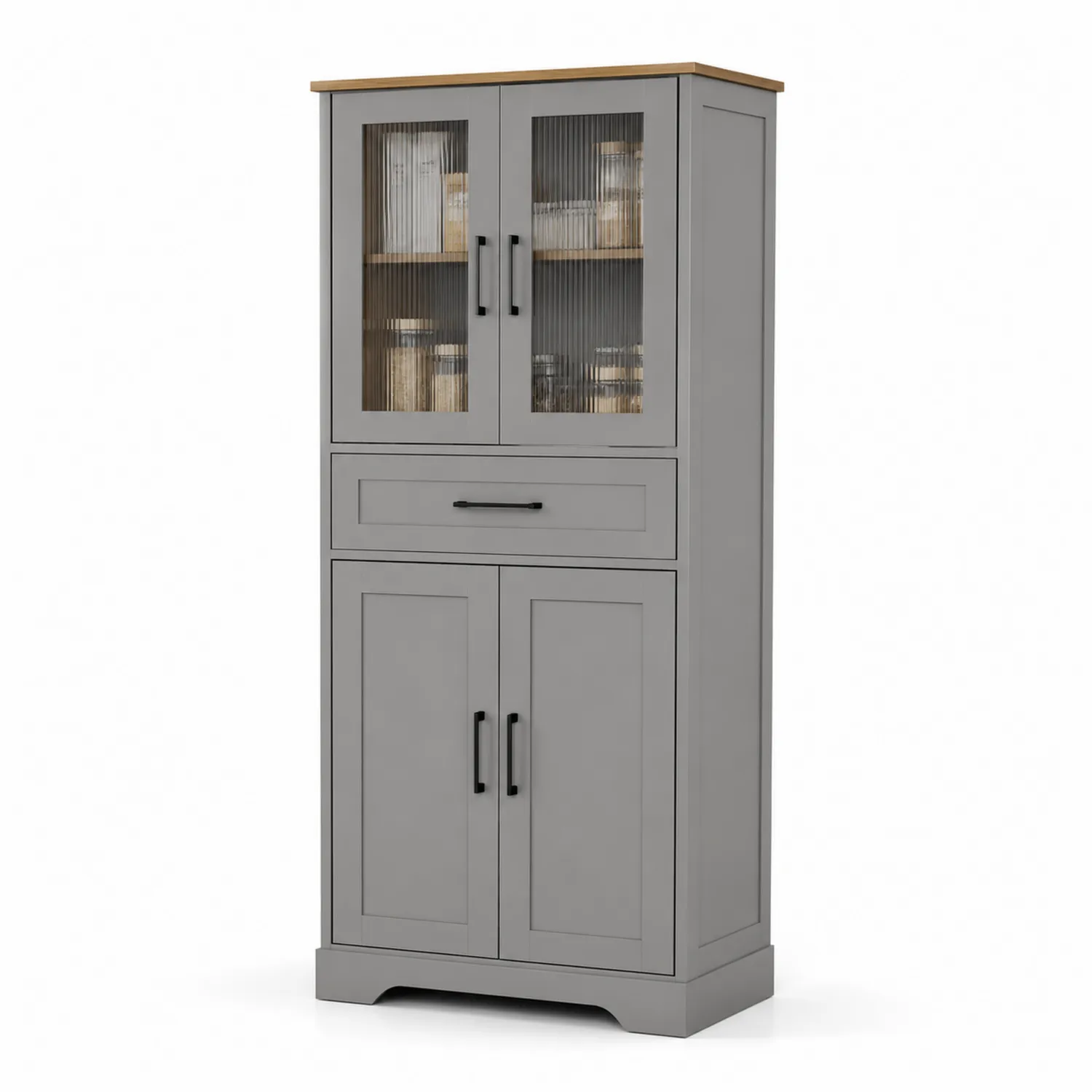 Armadio cucina in MDF con ante in vetro temperato grigio