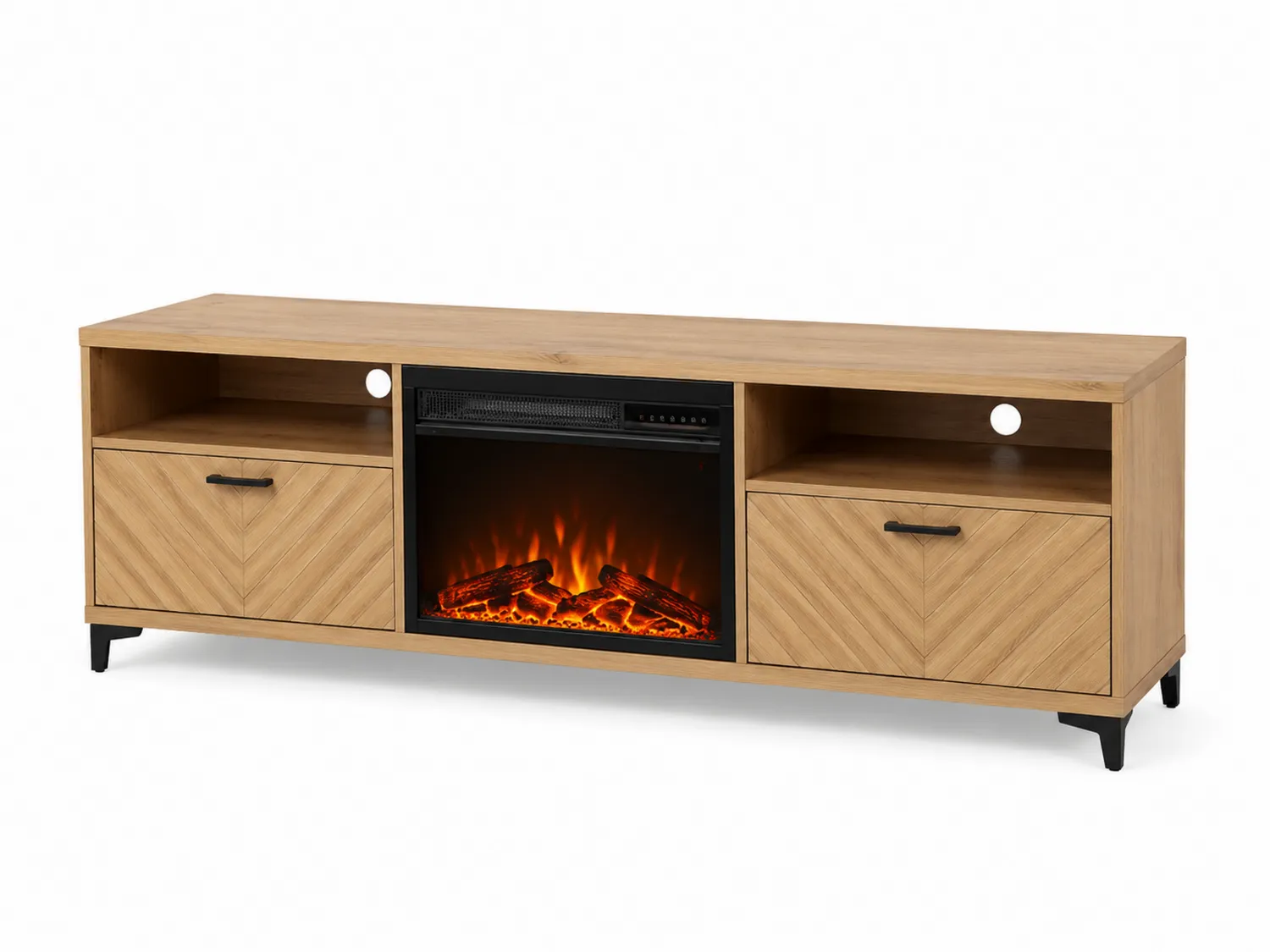 Mobile Porta TV in Legno con Camino Elettrico Integrato