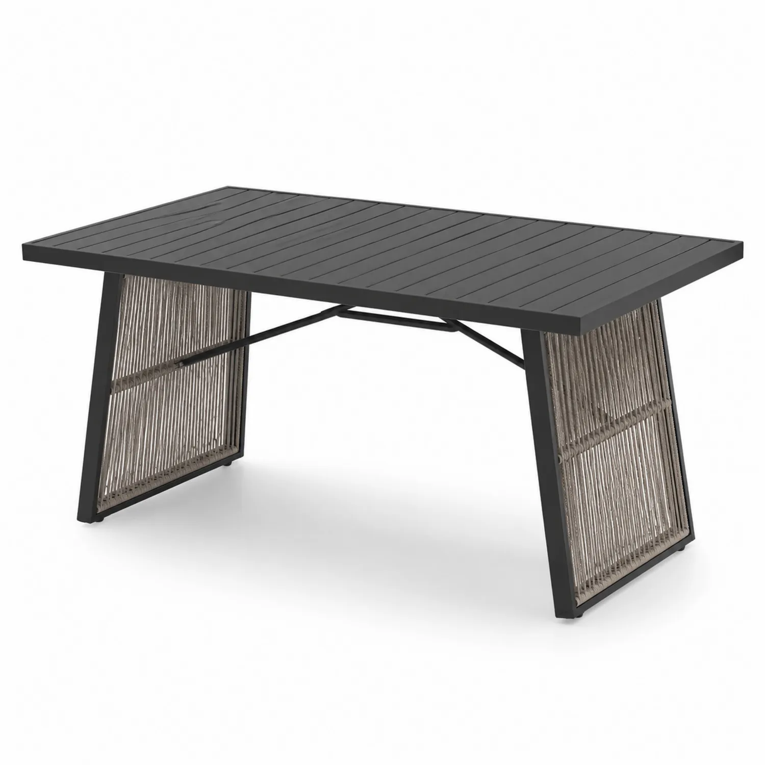 Tavolo da pranzo da esterno in alluminio e legno composito nero 200x100 cm