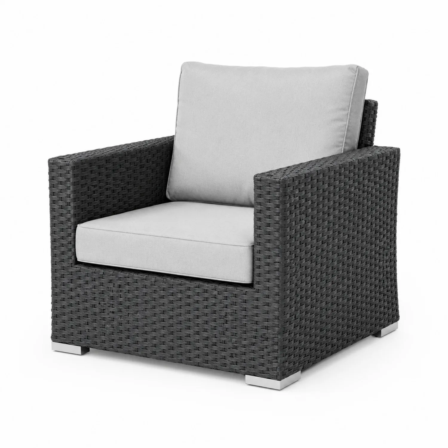 Poltrona in Rattan Sintetico con Cuscini in Poliestere
