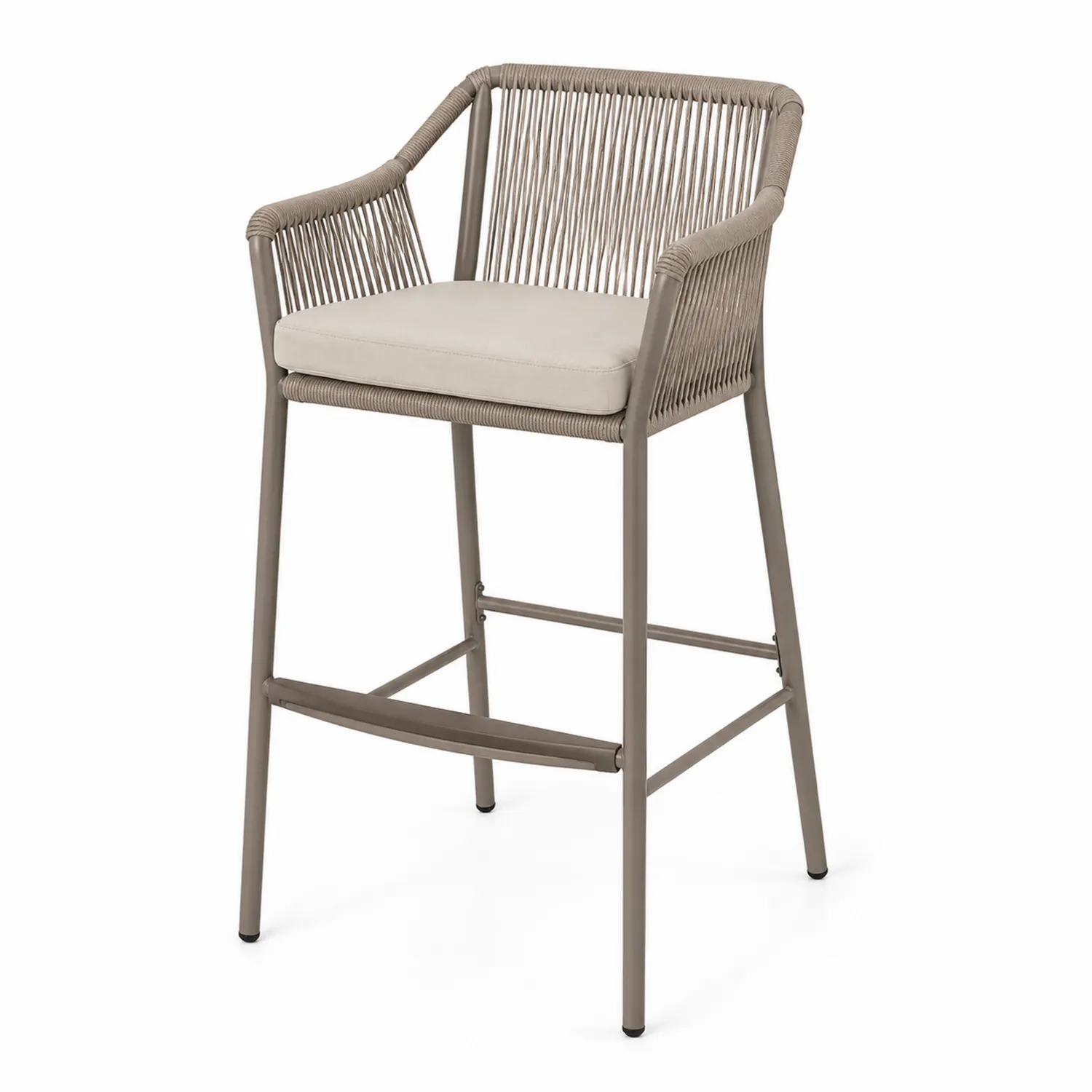Sgabello da bar in metallo e corda con cuscino in poliestere 105 cm