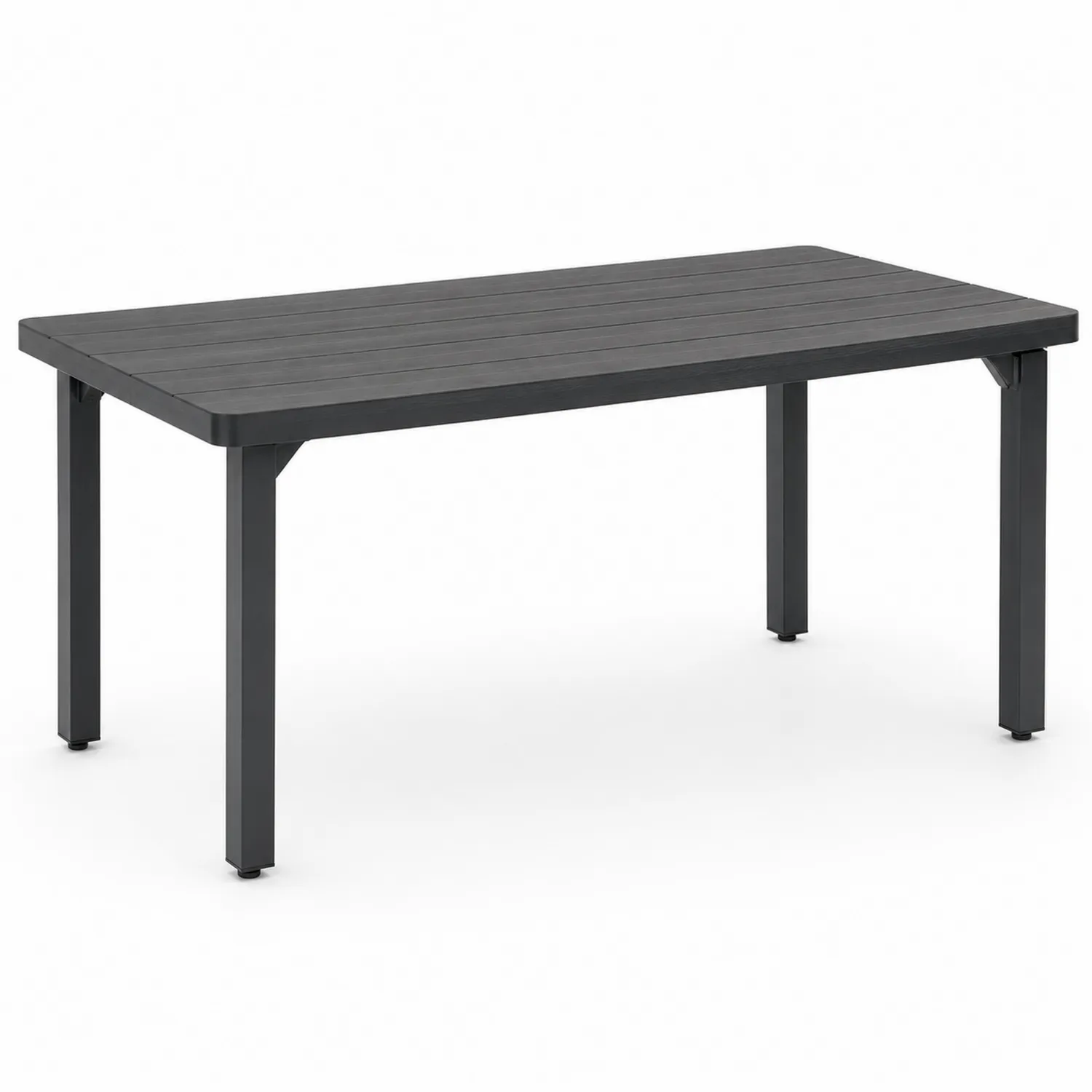 Tavolo da pranzo rettangolare in alluminio nero per esterno 180x90x75 cm