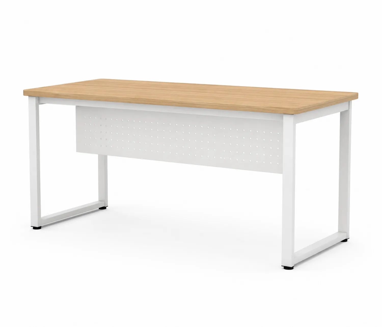 Scrivania da Ufficio in MDF Rovere e Acciaio Bianco 160cm
