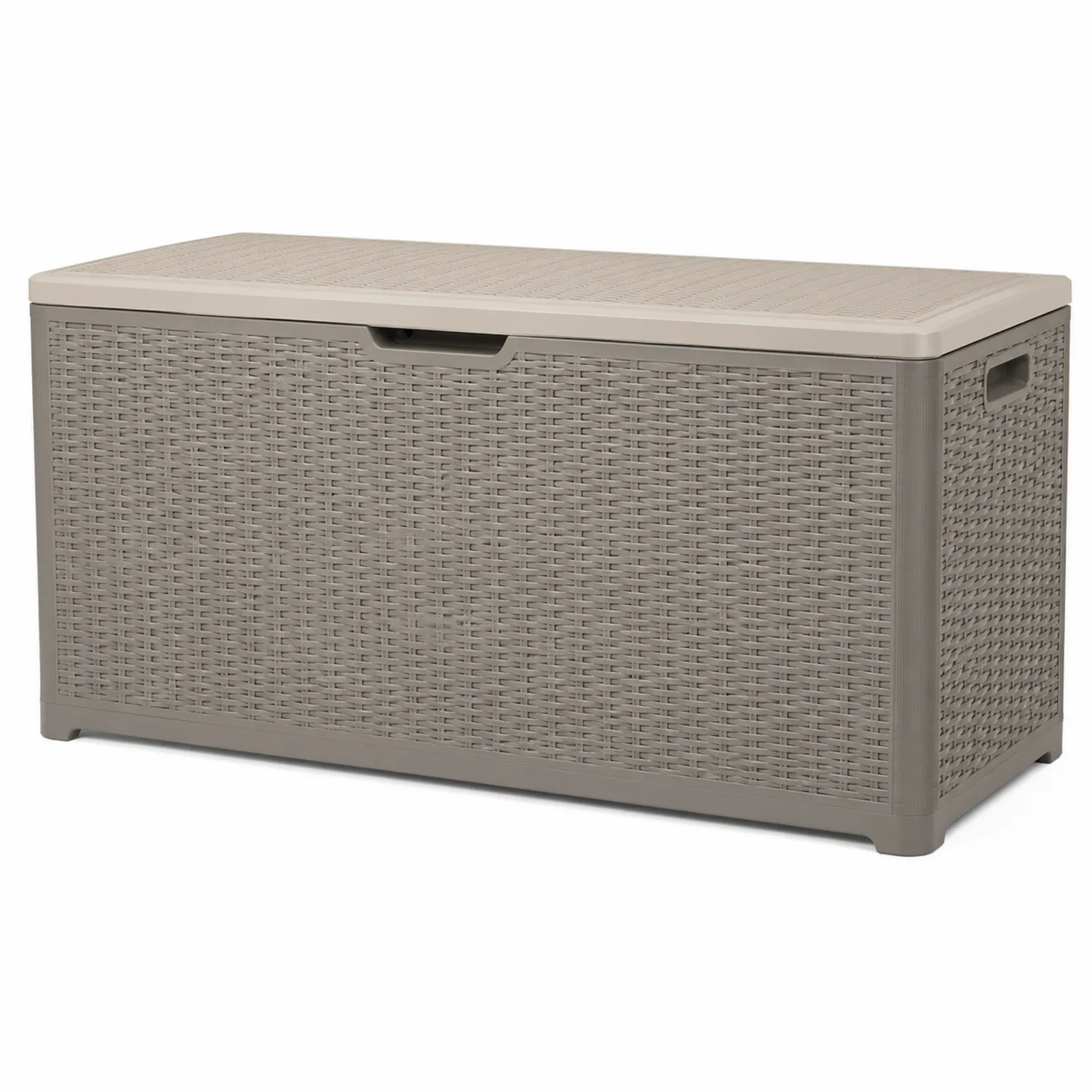 Cassapanca in Plastica Effetto Rattan Grigio