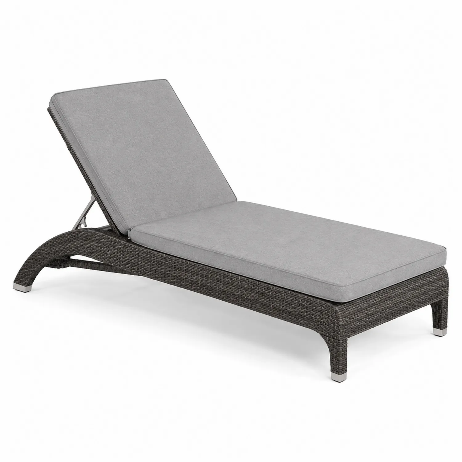 Sdraio in Rattan Sintetico Grigio con Cuscino