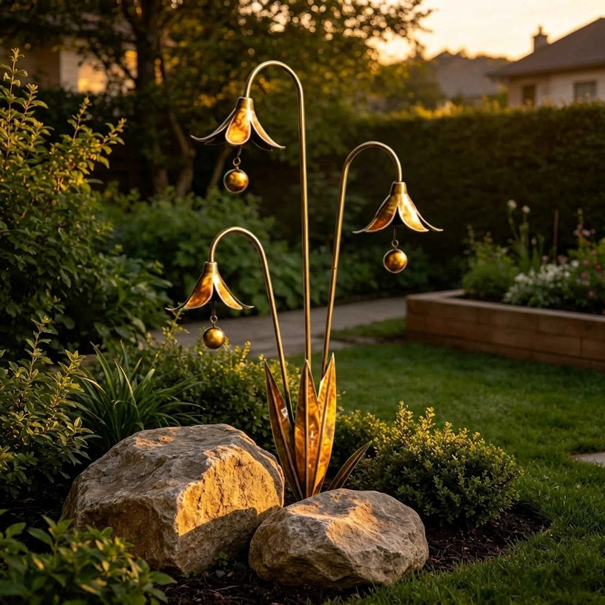 🔥Enchanting Blue Bellflower Garden Stakes with Gentle Chime – Decorative Outdoor Yard & Patio Ornament