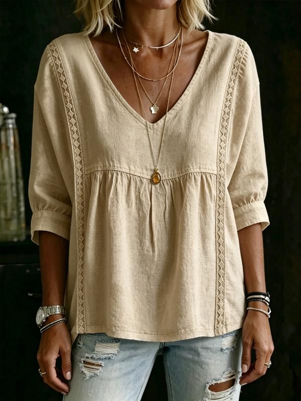 ✨Cotton Linen V-Neck Loose Slimming Top