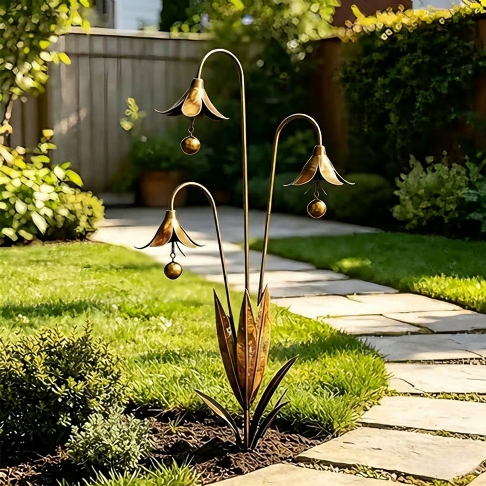 🔥Enchanting Blue Bellflower Garden Stakes with Gentle Chime – Decorative Outdoor Yard & Patio Ornament