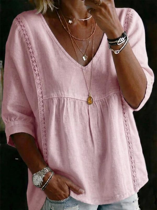 ✨Cotton Linen V-Neck Loose Slimming Top