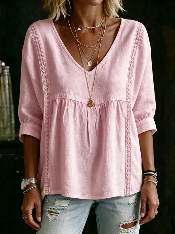 ✨Cotton Linen V-Neck Loose Slimming Top