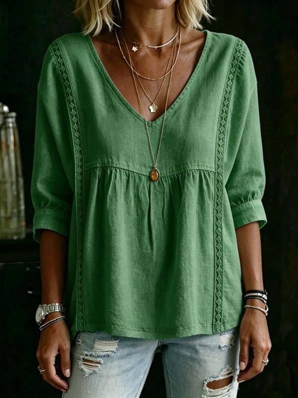 ✨Cotton Linen V-Neck Loose Slimming Top