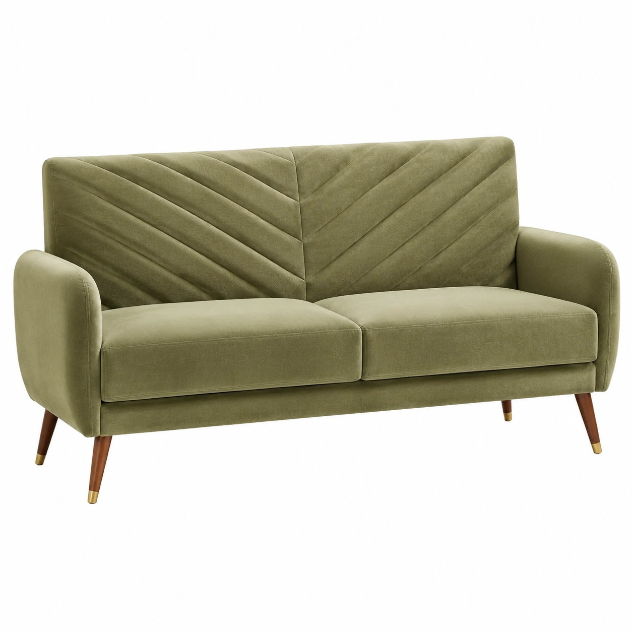 Sofa verde oliva con esencia retro y elegancia envolvente-casafynd