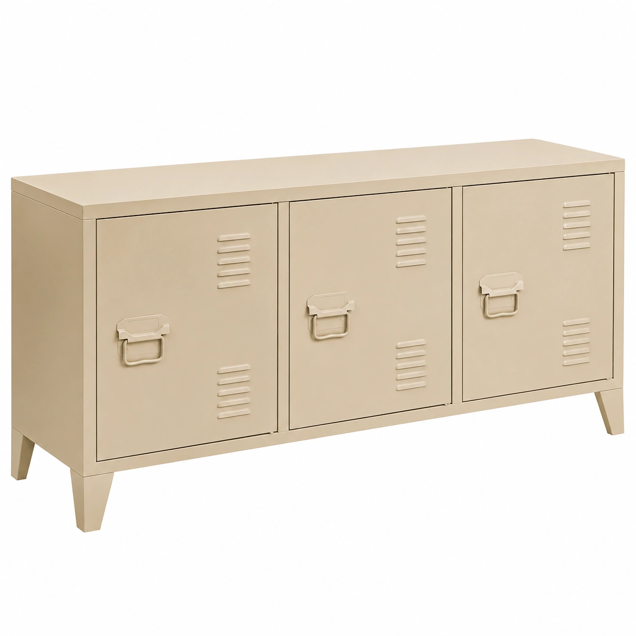 Aparador beige de estilo industrial suave y elegante-casafynd