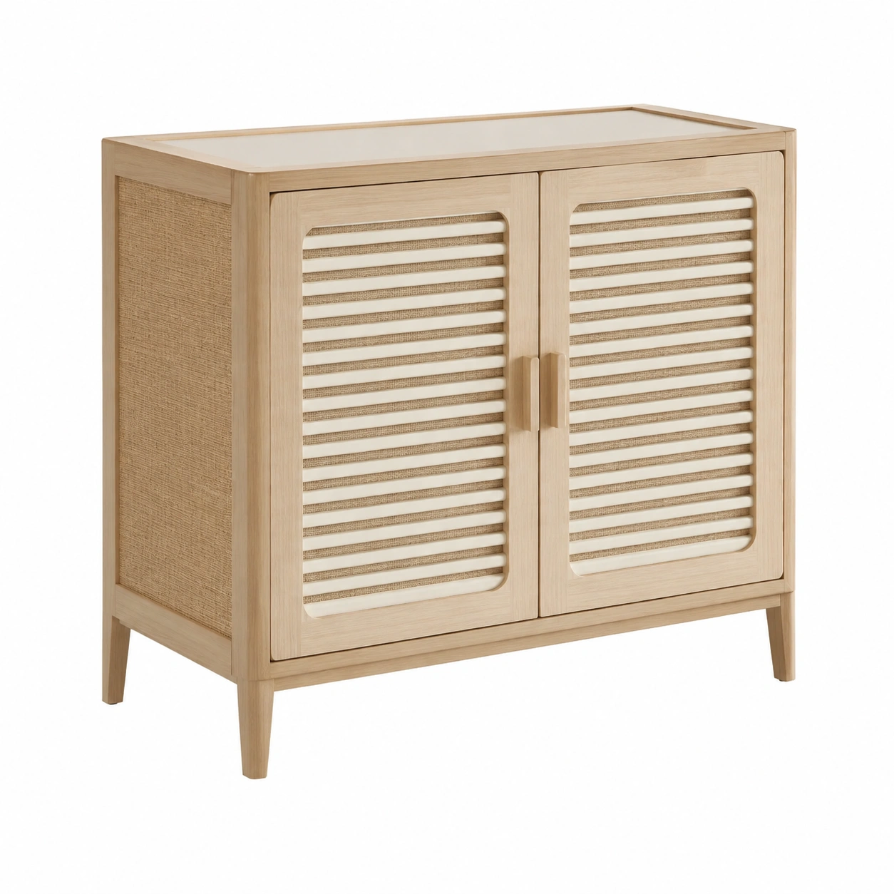 Aparador de Madera Clara con Puertas Estilo Persiana-casafynd