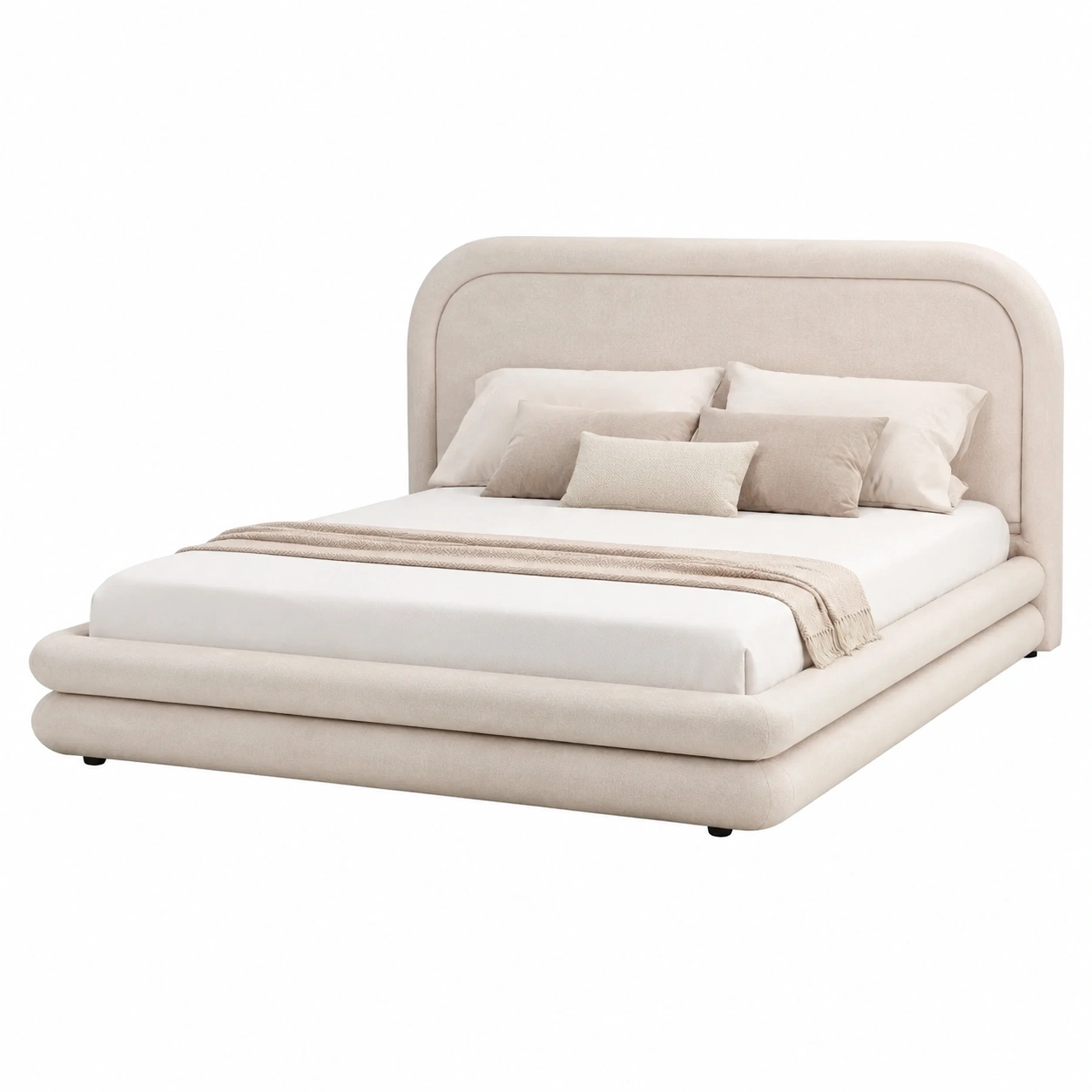 Cama tapizada contemporanea de lineas curvas-casafynd