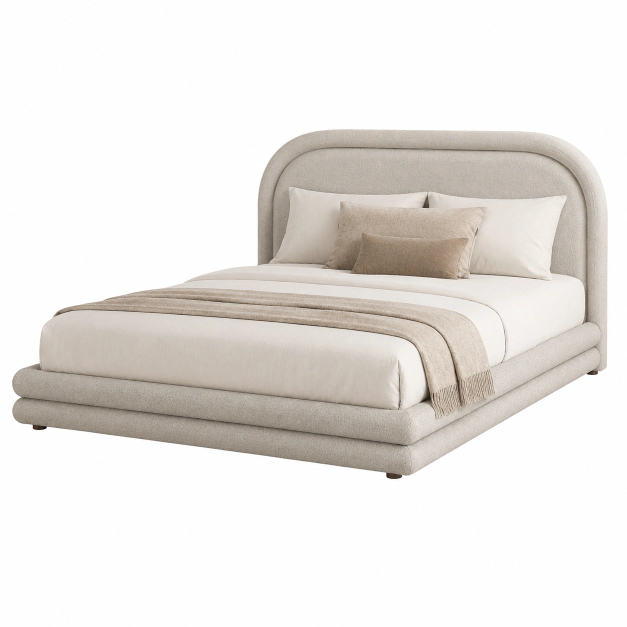 Cama boucle moderna de estilo envolvente-casafynd