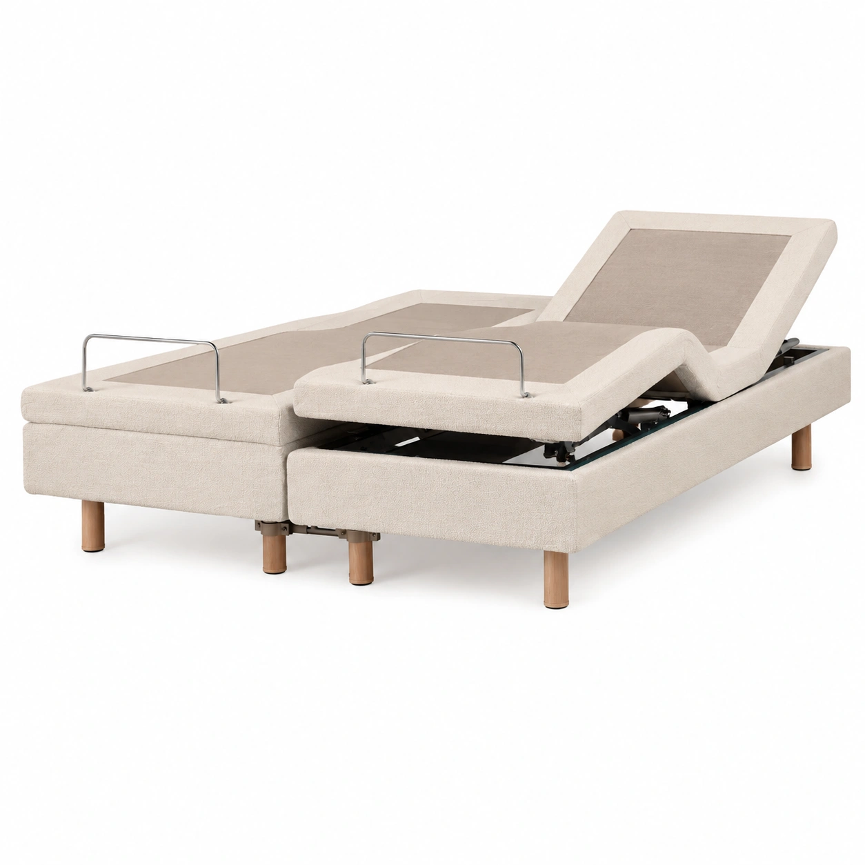 Cama articulada doble tapizada en color crema-casafynd
