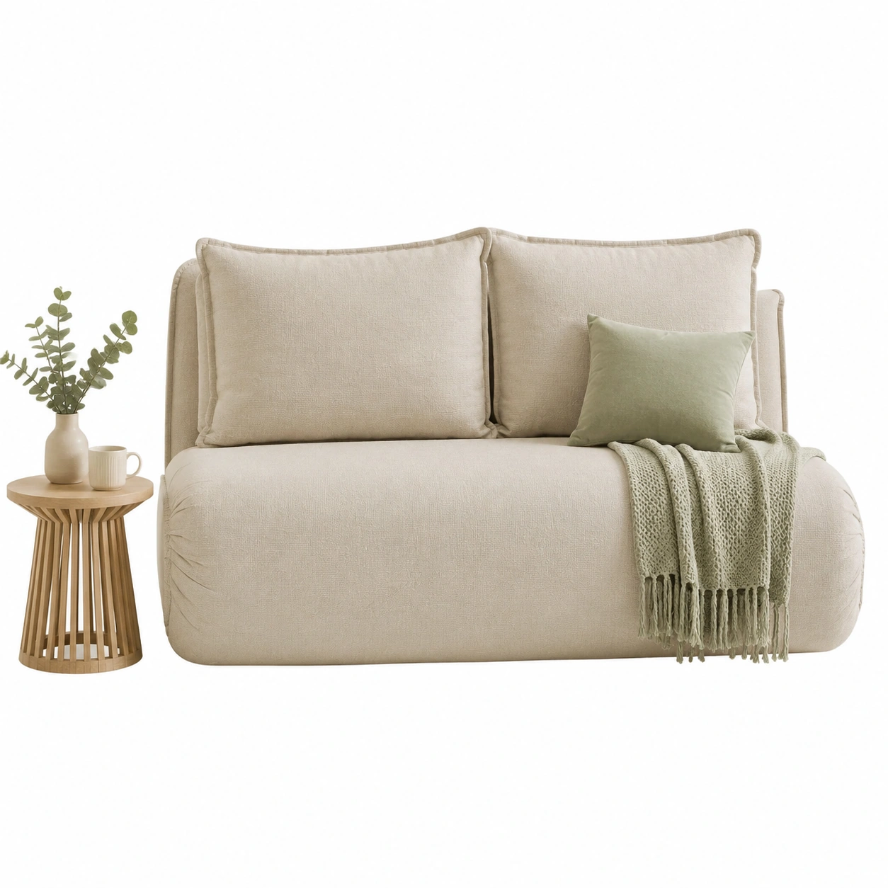 Sofa compacto tapizado color beige claro-casafynd
