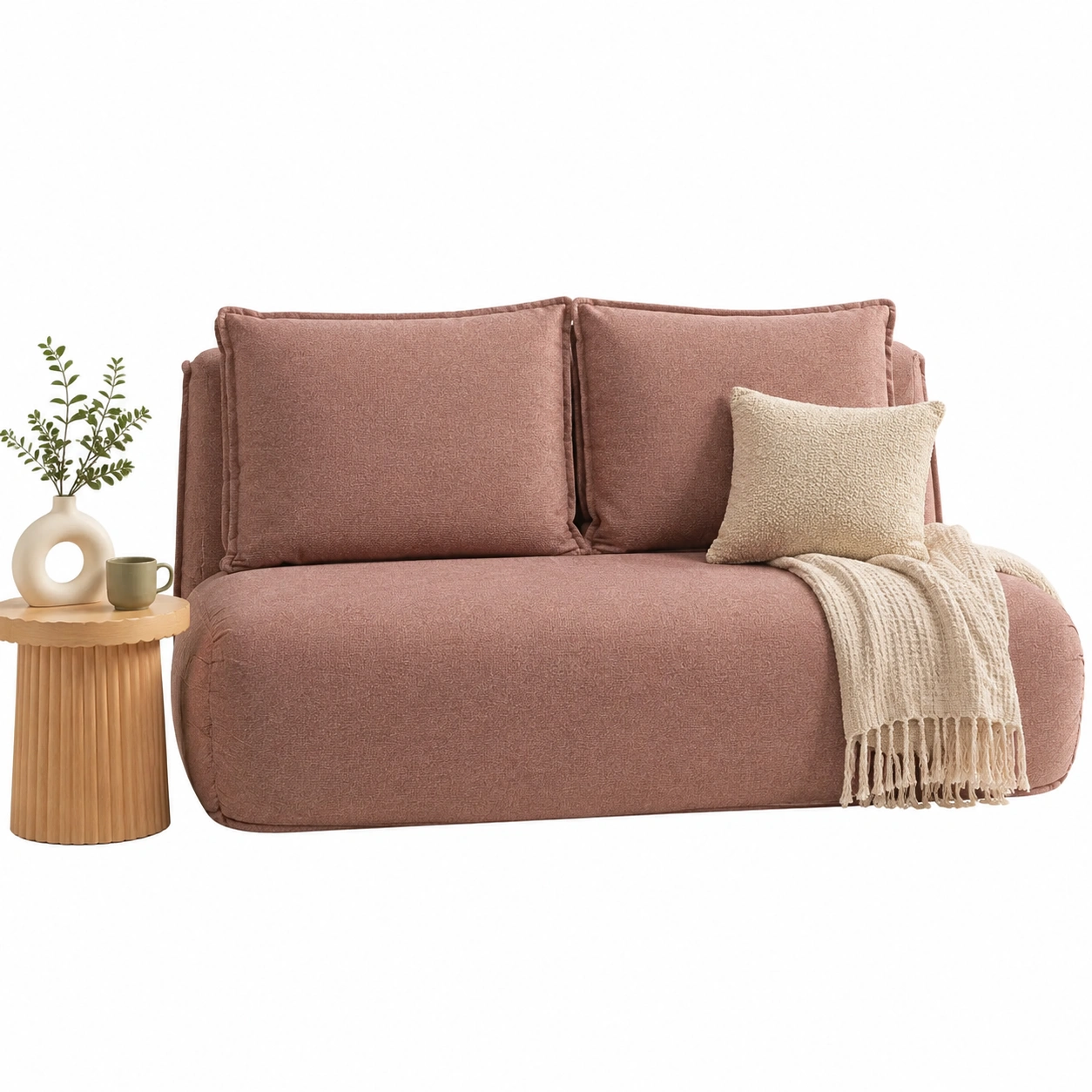Sofa compacto tapizado color rosa empolvado-casafynd
