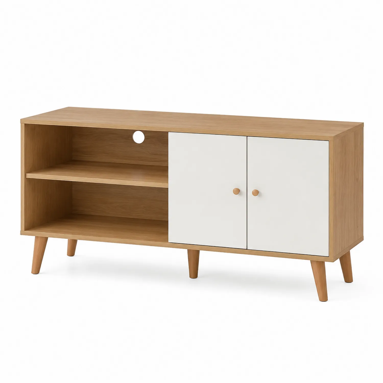 TV-Schrank Eichenfurnier mit 2 Türen und Regalen
