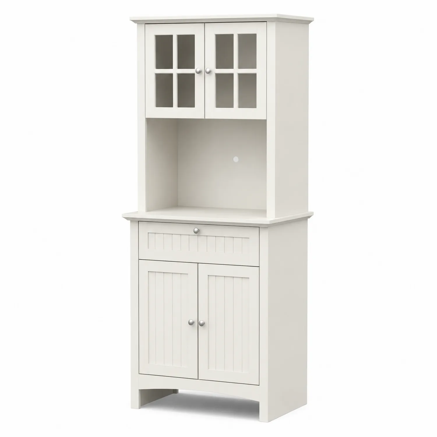 Küchenschrank mit Sicherheitsglas und MDF in Weiß 60x30x180 cm