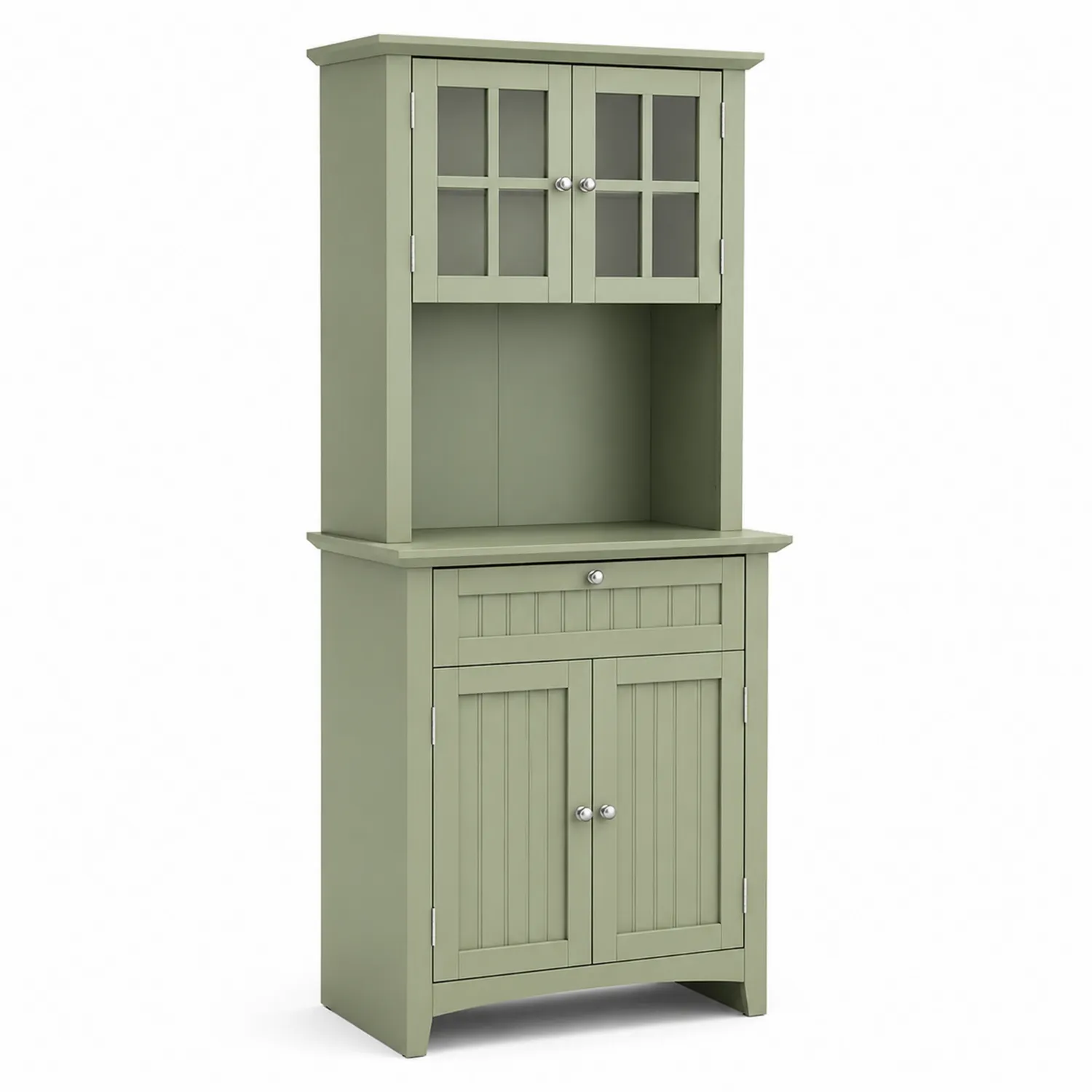 Küchenschrank mit Glastüren aus MDF, Grün, 80x40x180 cm