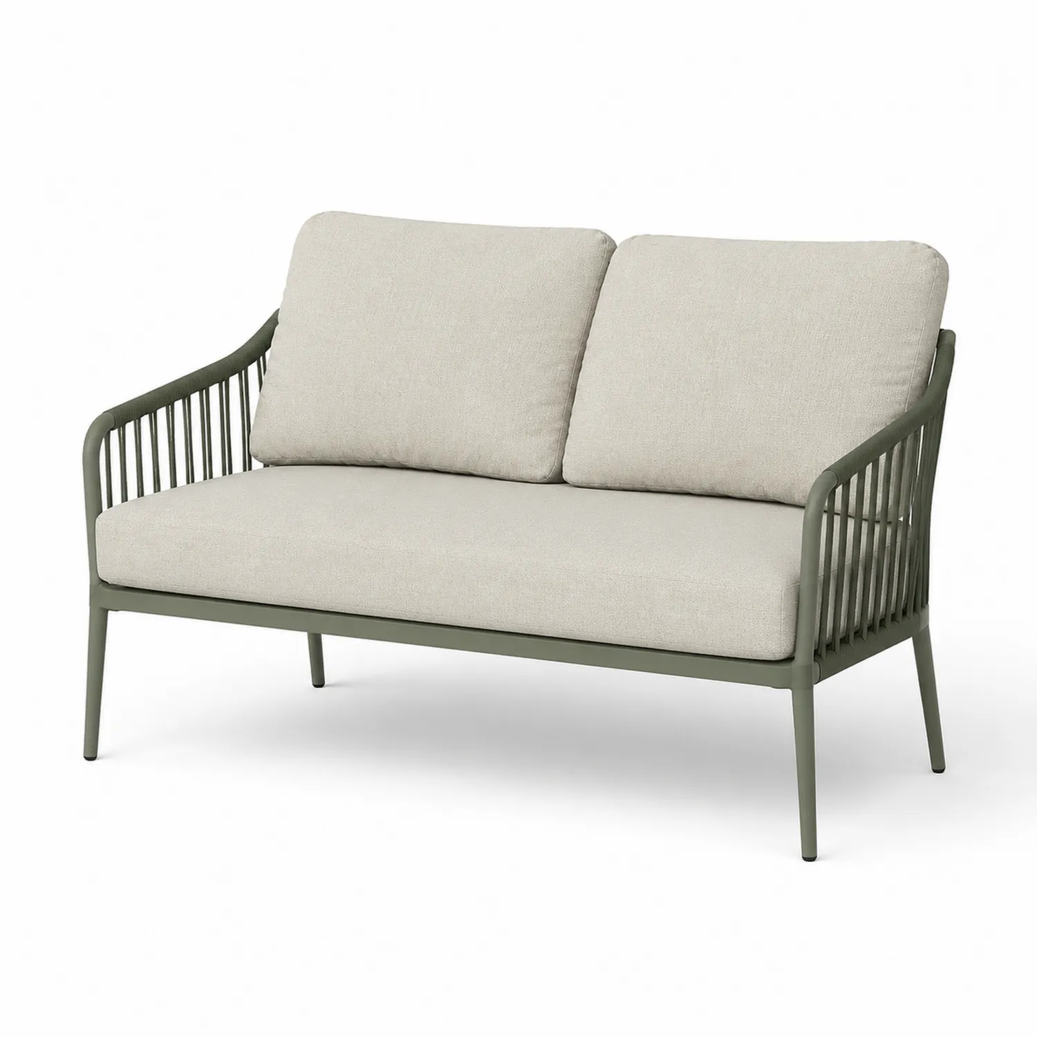 Terrassensofa 2-Sitzer Aluminium Beige Polyester 140cm