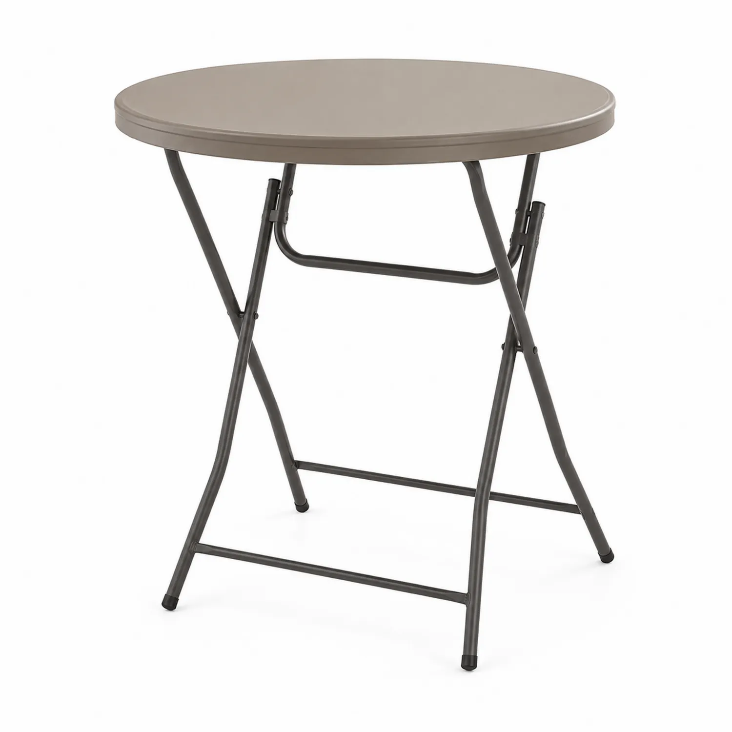Runder Klapptisch aus Stahl und Kunststoff, Ø80 cm, Beige/Grau