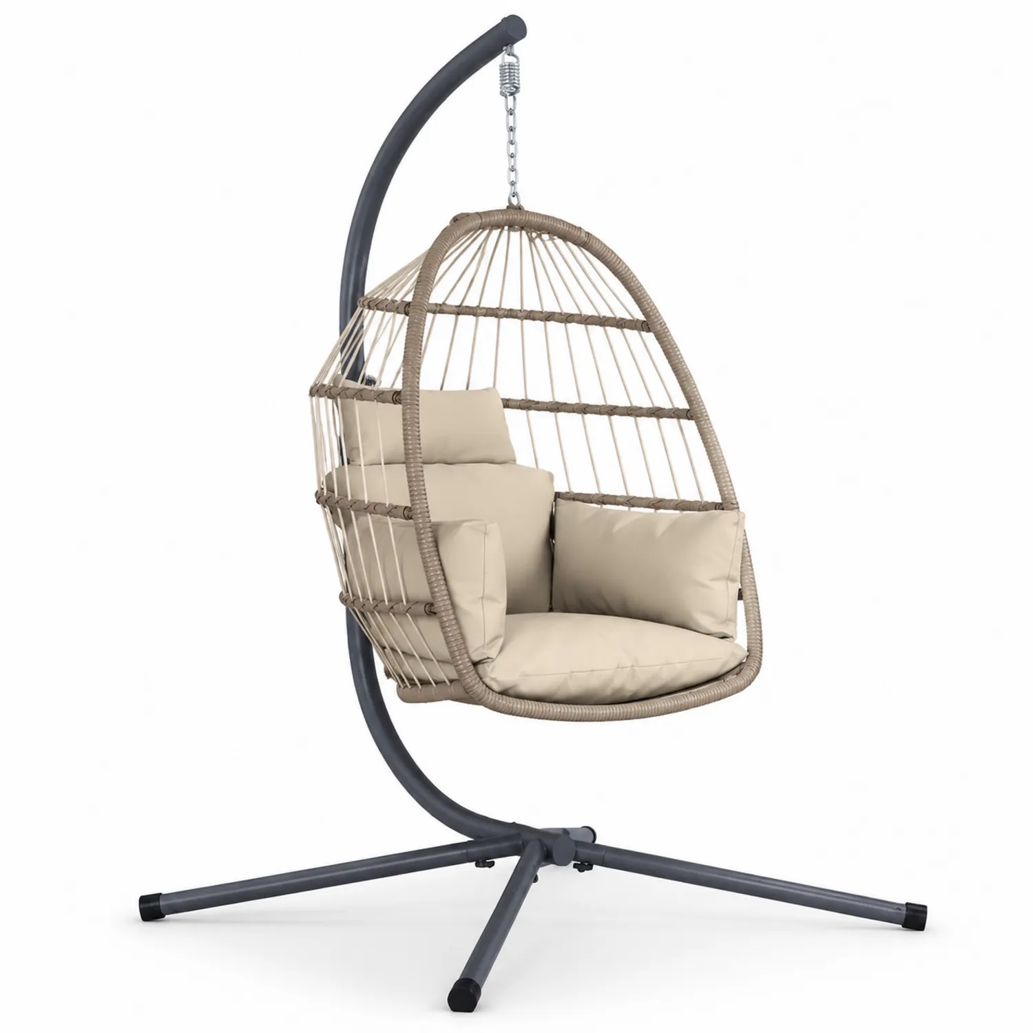 Hängesessel Polyrattan mit Stahlrahmen Beige
