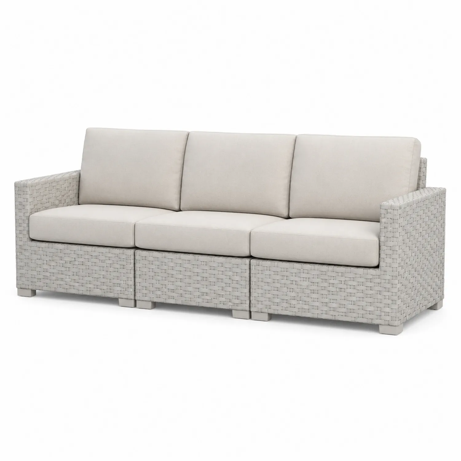 3-Sitzer Terrassensofa PE-Rattan Aluminium Beige 200cm
