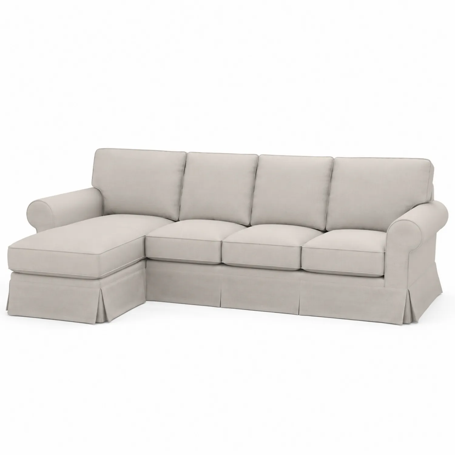 Ecksofa mit Ottomane Stoff Polyester Beige